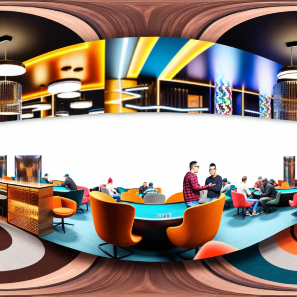 Interieur van TRYHARDGG SOLUTIONS LIMITED met moderne bar en pokertafels