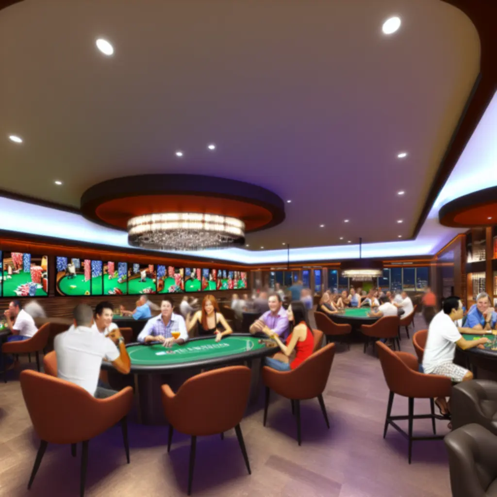 Moderne barambiance met poker setting bij TRYHARDGG SOLUTIONS LIMITED