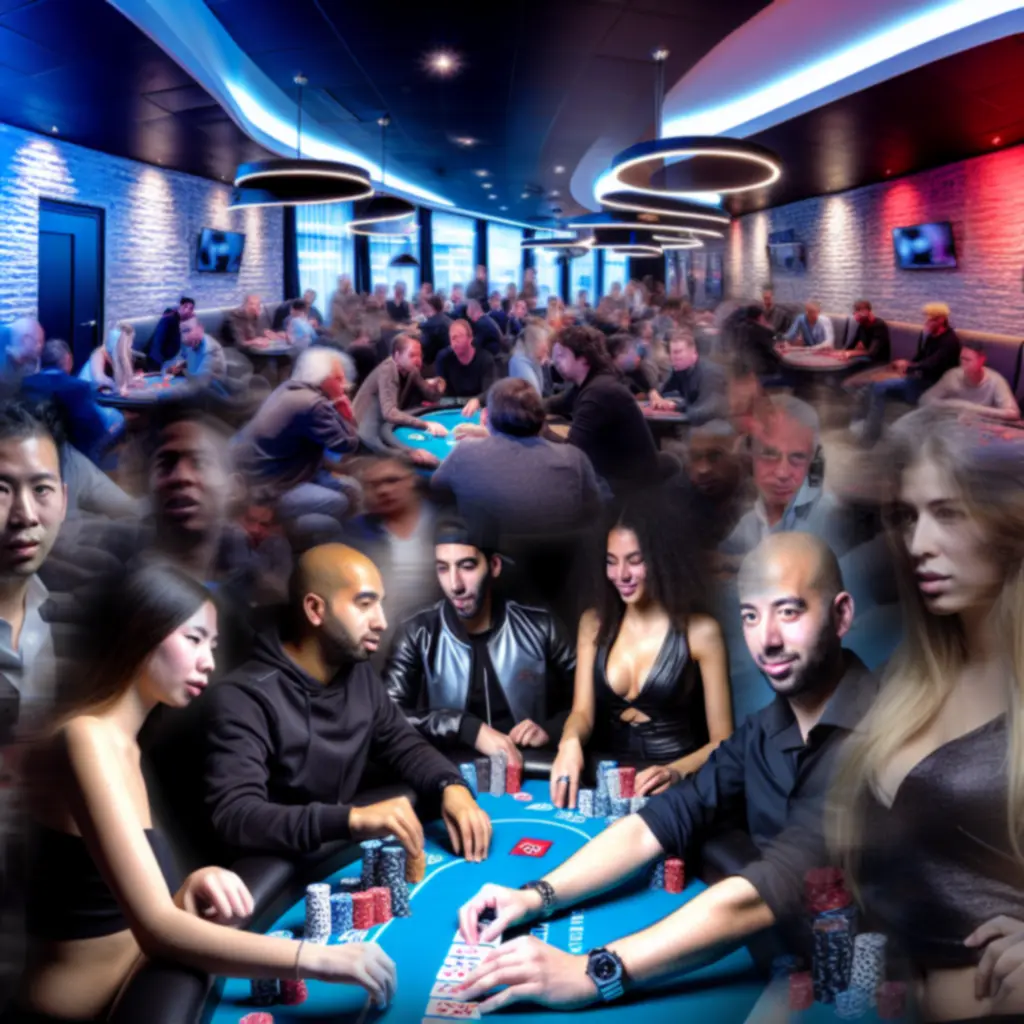 Spelers aan pokertafels tijdens een druk toernooi in TRYHARDGG SOLUTIONS LIMITED